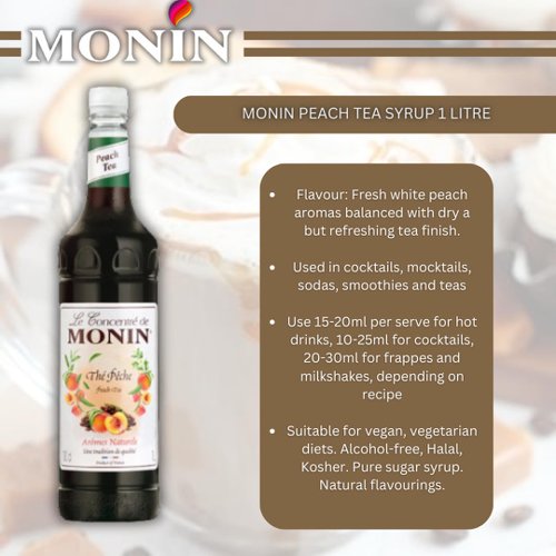 Monin Peach Tea Syrup 1 Litre - PACK (6)