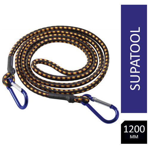 SupaTool Bungee Cord with Carabiner Hooks 1200mm x 8mm - PACK (12)