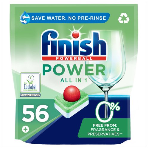 Finish All-in-One MaxPower 0% Dishwasher Tablets 56's - PACK (5)