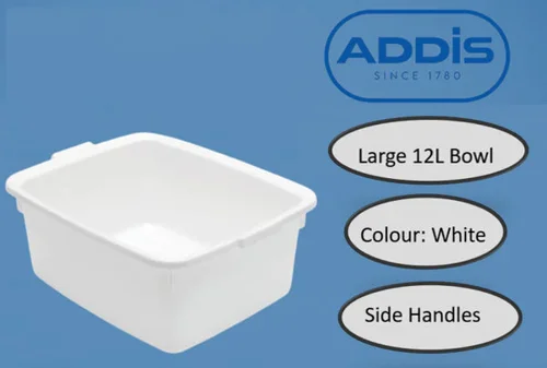 Addis Plastic WHITE Butler Large Rectangular Bowl 12.5 Litre - PACK (3)
