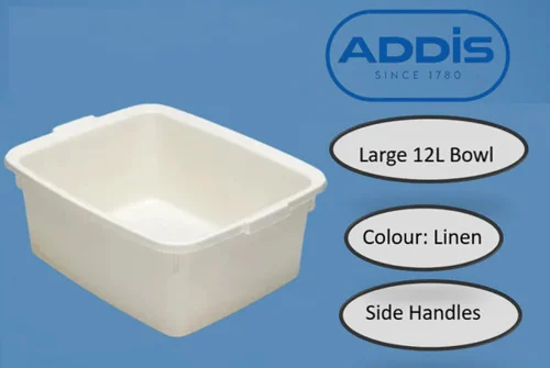 Addis Plastic LINEN Butler Large Rectangular Bowl 12.5 Litre - PACK (3)