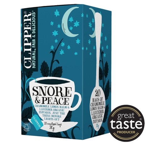 Clipper 'Snore & Peace' Organic Chamomile, Lemon Balm & Lavender Envelopes 20's - PACK (4)