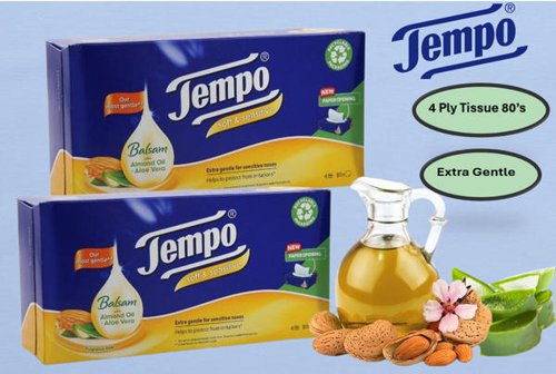 Tempo Balsam Tissues Almond Oil & Aloe Vera 4ply 80's - 33404 