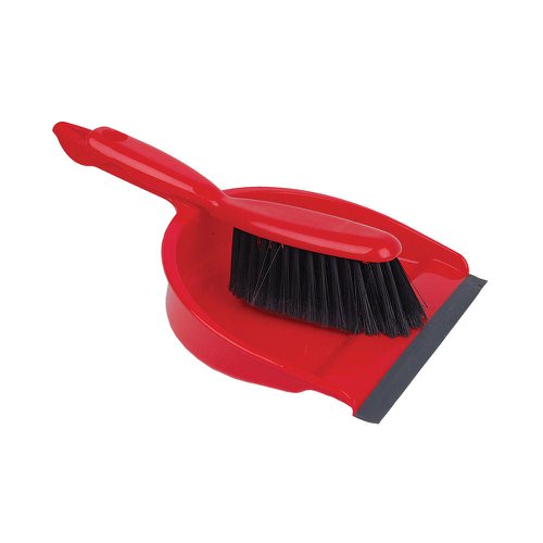 Janit-X Value Colour Coded Dustpan and Brush Set Red - PACK (24)