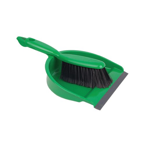Janit-X Value Colour Coded Dustpan and Brush Set Green - PACK (24)