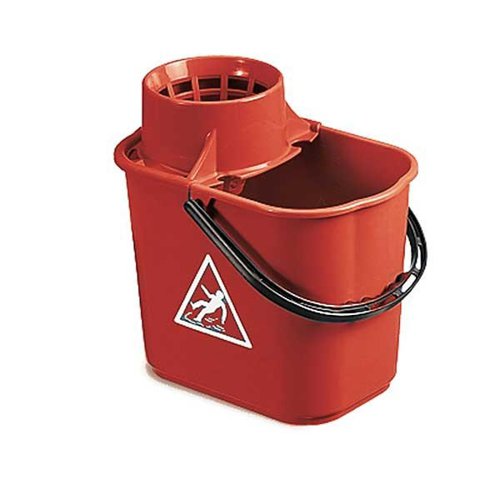 Janit-X Plastic Heavy Duty Mop Bucket With Wringer 15 Litre Red - PACK (10)
