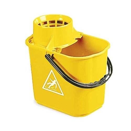 Janit-X Plastic Heavy Duty Mop Bucket With Wringer 15 Litre Yellow - PACK (10)