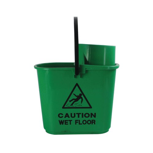 Janit-X Plastic Heavy Duty Mop Bucket With Wringer 15 Litre Green - PACK (10)