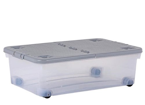 Wham Cool Grey Plastic Storage Box U/Bed  32 Litre (With Wheels) - PACK (10)