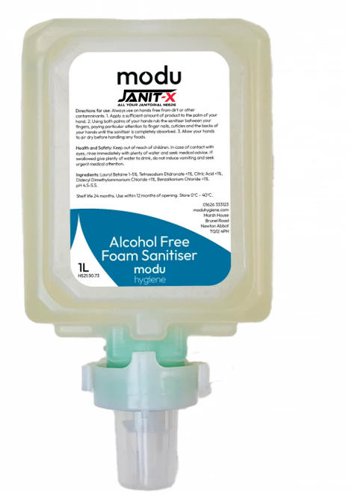 Janit-X Modu Alcohol Free Foam Sanitiser Cartridges 1 Litre - PACK (6)