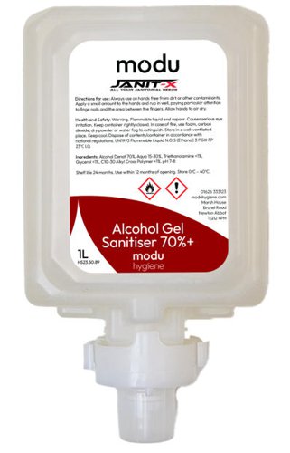 Janit-X Modu Alcohol Gel Sanitiser >70% Cartridges 1 Litre - PACK (6)