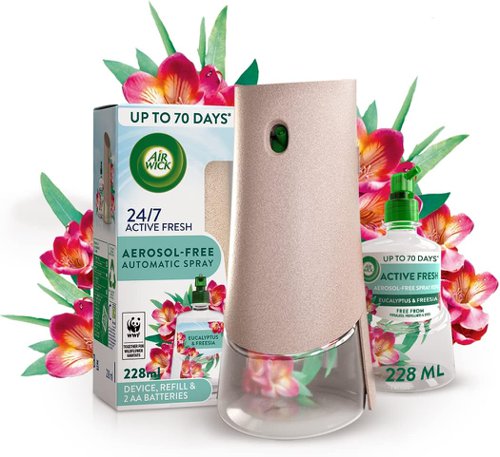 Airwick Active Fresh Air Freshener Automatic Spray Set & Eucalyptus & Freesia 228ml - PACK (4)