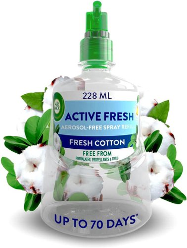 Airwick Active Fresh Air Freshener  Automatic Spray Set & Fresh Cotton 228ml - PACK (4)