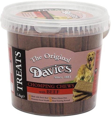 Davies Chomping Chews Beef 1.4kg Resealable Tub - PACK (6)
