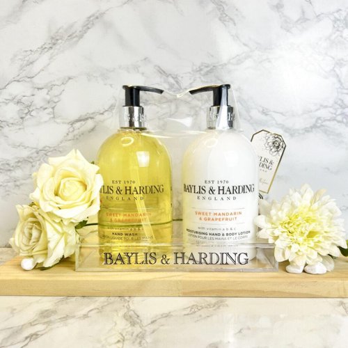 Baylis & Harding Sweet Mandarin & Grapefruit 2x500ml Bottle Set (in a Clear Acrylic Rack) - PACK (6)