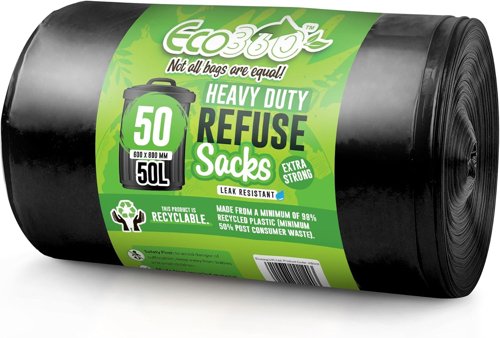Ecobag 50L Heavy Duty Bin Bags Pack 50's - PACK (8)
