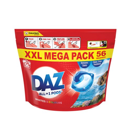 Daz ALL in 1 PODS Washing Capsules Whites & Colours 56 Washes - PACK (2)