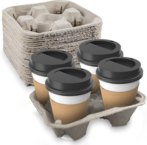 Belgravia Disposables Moulded Pulp 4 Cup Carrier x 180s {Biodegradable & Recyclable}