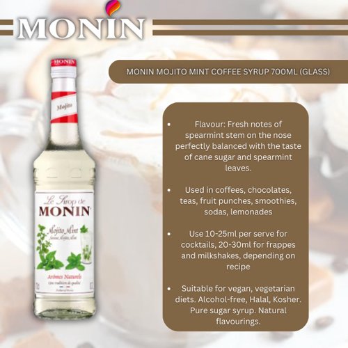 Monin Mojito Mint Coffee Syrup 700ml (Glass)