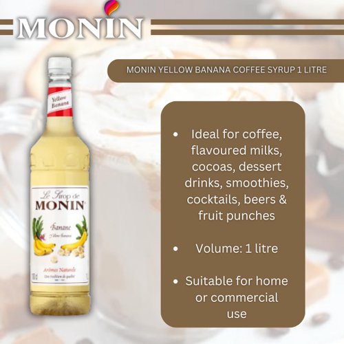 Monin Yellow Banana Coffee Syrup 1 Litre  - PACK (6)