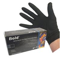 Bold Finger-Textured Black Powder Free MEDIUM Nitrile Gloves 100's