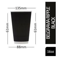 Belgravia 16oz Triple Walled Black Ripple Paper Cups 25's