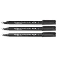 Staedtler Lumocolor Black Permanent Pen 0.6mm Line Pack 10's