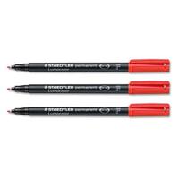 Staedtler Lumocolor Red Permanent Pen 0.6mm Line Pack 10's