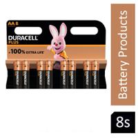 Duracell AA Plus 100% Battery Pack 8's 	