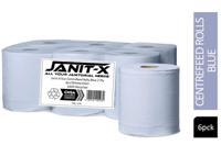 Janit-X Eco 2-Ply 100% Recycled Centrefeed Roll 150m Blue (Pack of 6) 