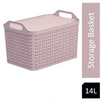 Strata Pink Medium Handy Basket With Lid