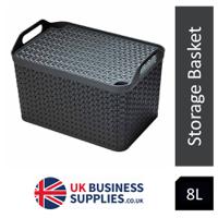 Strata Charcoal Grey Small Handy Basket With Lid
