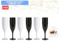 Belgravia White Plastic Champagne Flutes Pack 6’s