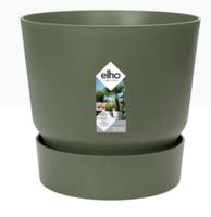 Elho Greenville Round Pot & Base GREEN 16cm