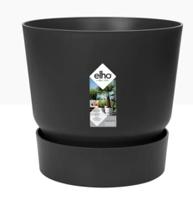 Elho Greenville Round Pot & Base LIVING BLACK 16cm