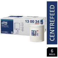 Tork Wiping Paper 1-Ply Centrefeed Roll White 6's {130034}