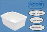 Addis Plastic WHITE Butler Large Rectangular Bowl 12.5 Litre