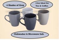 Sabichi Stoneware Grey Mugs Pack 4's