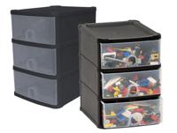 Fixtures Black Stackable 3 Drawer Tower