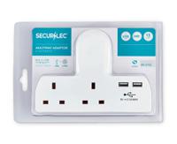 Securlec T-Shape 2 Way Adaptor With 2 USBs