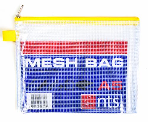88011  A5 243mm x 195mm NTS Mesh Bag Extra Strong with Zipper 