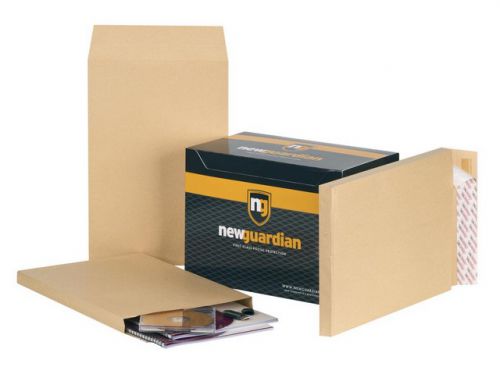 New Guardian Gusset Envelope Peel/Seal Manilla 135gsm381x254x25mm Box100