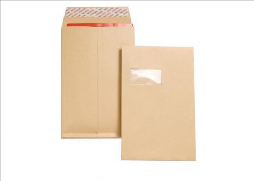 New Guardian Envelope Gusset Peel/Seal Manilla Window 135gm 324x229x25mm Bx 100