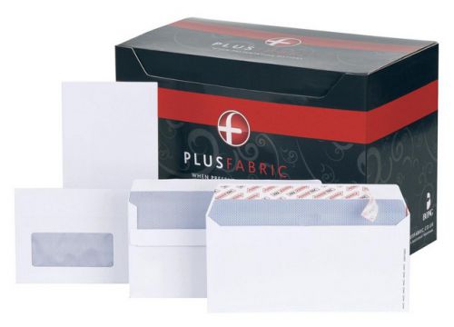 Plus Fabric Envelope DL White 110gsm PressSeal Box500 #H25470