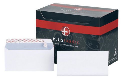 Plus Fabric Envelope DL White 110gsm Peel/Seal Box500 #E27370