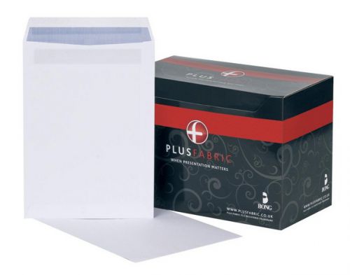 Plus Fabric Envelope C4 White 120gsm PressSeal Box250 #L26370