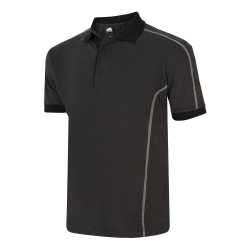 Crane Poloshirt - XL - Charcoal Melange - Black Polo Shirts and T-Shirts 1140-XL-MEBK