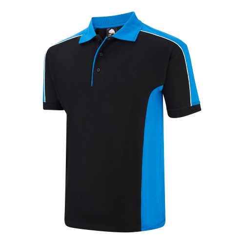 Avocet Poloshirt - 5XL - Black - Reflex Blue Polo Shirts and T-Shirts 1188-5XL-BKRB