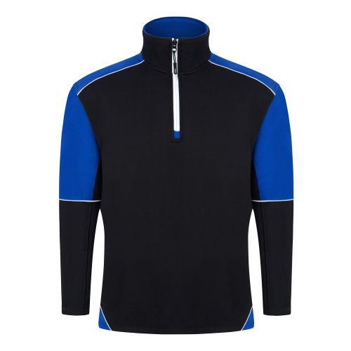 Fireback 1/4 Zip Sweatshirt - 2XL - Black - Royal Blue