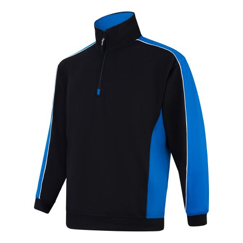 Avocet 1/4 Zip Sweatshirt - 2XL - Black - Reflex Blue Fleeces, Sweatshirts & Jumpers 1288-2XL-BKRB